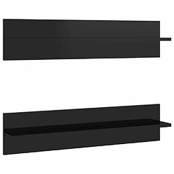 vidaXL Étagères murales 2 pcs noir brillant bois d'ingénierie