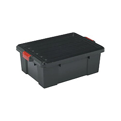 IRIS OHYAMA Lot de 3 boites de rangement avec fermeture clic - Power Box - SK-230 - Plastique - Noir - 25 L - 59 x 38, 5 x 18 cm