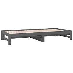 Maison Chic Lit d'appoint Gris 2x(90x200)cm,Lit coulissant Lit de repos Bois de pin massif -GKD37753 pas cher