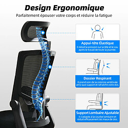 Avis Chaise de Bureau Lexzurn avec Réglage Ergonomique, Fauteuil de Bureau Noir