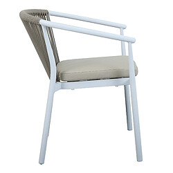 AXI Suvi Chaises de Jardin, 2 Chaises BLANChes, Coussins en Polyester Kaki, Dossier Corde d'oléfine | 2 Chaises de jardin en Aluminium | Chaises Exterieur, 57 x 41-61 x 78 cm