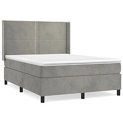 vidaXL Sommier à lattes de lit et matelas Gris clair 140x190cm Velours