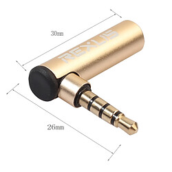 Wewoo Adaptateur Audio BK3567 mâle 3,5 mm + femelle 3,5 mm en forme de L coude à 90 degrés plaqué oradaptateur d'extension d'interface audio dorée pour périphériques de 3,5 mmécouteurs de soutien avec microphone