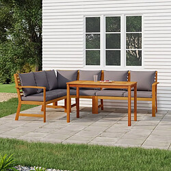 Maison Chic Ensemble à manger d'extérieur 5 pcs avec coussins,Salon de jardin,Mobilier de jardin Bois acacia -GKD356287