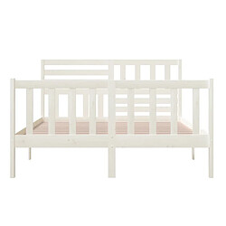 Maison Chic Lit adulte - Lit simple Cadre de lit,Structure du lit Contemporain Blanc Bois massif 160x200 cm -MN74545 pas cher