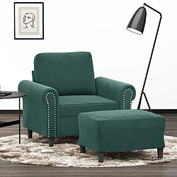 vidaXL Fauteuil avec repose-pied Vert foncé 60 cm Velours