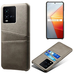 Coque en TPU + PU anti-rayures avec deux porte-cartes pour votre Vivo iQOO 10 5G - gris