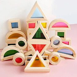 Avis 24 pièces Couleur Bébé Blocs de Construction En Bois Jouets pour Enfants En Bas Âge 0-3 Ans, Montessori Jouet Éducatif