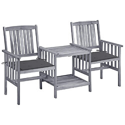 Maison Chic Chaises de jardin,Fauteuil/Chaise d'extérieur avec table à thé et coussins Acacia solide -MN29856