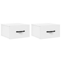 Maison Chic Lot de 2 Tables de Chevet murales - Tables de Nuit blanc 35x35x20 cm