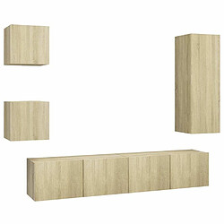 Maison Chic Ensemble de meubles TV 5 pcs | Banc TV Moderne pour salon | Meuble de Rangement - Chêne sonoma Aggloméré -MN58195