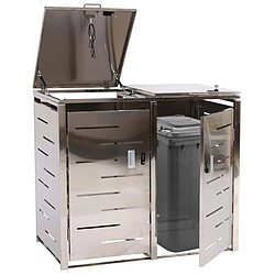 Decoshop26 Abris poubelles 2 compartiments conteneur capacité de 80 à 120 litres 103x115x63 cm acier inoxydable 04_0008225