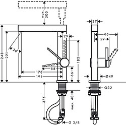 Mitigeur de lavabo HANSGROHE Finoris avec douchette extractible 2jet, bonde Push-Open chromé - 76063000