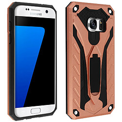 Avizar Coque Samsung Galaxy S7 Bi-matière Antichoc Fonction Support Rose gold