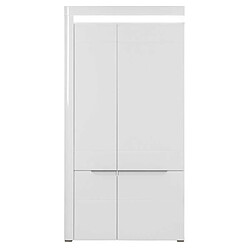 Dansmamaison Armoire 100 cm 2 portes battantes Blanc Brillant à LED - KIELE