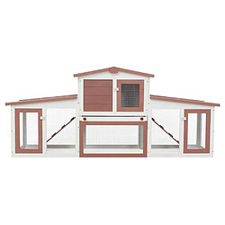 Helloshop26 Clapier cage large d'extérieur 204 x 45 x 85 cm bois marron et blanc 02_0000607