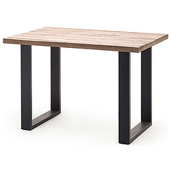 Pegane Table haute en chêne cérusé et métal laqué anthracite - Longueur 160 x Hauteur 107 x Profondeur 100 cm