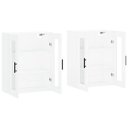 Acheter Maison Chic Lot de 2 Armoires murales,Meuble de Rangement,Armoire Suspendue blanc bois d'ingénierie -MN61716