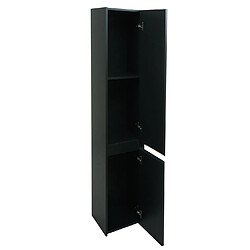 Mendler Armoire suspendue HWC-L86, Armoire de salle de bain Highboard Hochschrank, MVG mélamine 2 portes 3 compartiments 160x33cm ~ noir pas cher