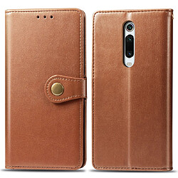 Wewoo Housse Coque Etui en cuir de couleur unie pour téléphone portable avec boucle de protection et cadre photo et fente carte ainsi que porte-monnaie et support Xiaomi 9T / 9T Pro / Redmi K20 / Redmi K20 Marron