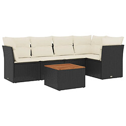 Maison Chic Ensemble Tables et chaises d'extérieur 6pcs avec coussins,Salon de jardin noir résine tressée -GKD275367