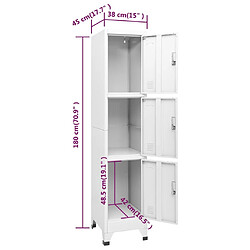 vidaXL Armoire à casier avec 3 compartiments 38x45x180 cm pas cher