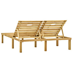 Acheter Helloshop26 Transat chaise longue bain de soleil lit de jardin terrasse meuble d'extérieur double bois de pin imprégné de vert 02_0012743