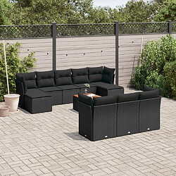 Maison Chic Salon de jardin 11 pcs avec coussins, Ensemble Tables et chaises d'extérieur noir résine tressée -GKD873058