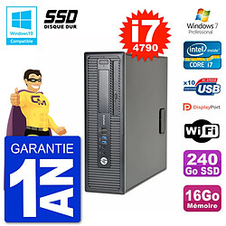 PC HP EliteDesk 800 G1 SFF i7-4790 RAM 16Go SSD 240Go Graveur DVD Wifi W7 - Occasion