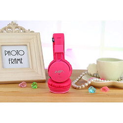 Casque sans fil bluetooth NIA X2 4-en-1 avec microphone support lecteur micro SD / Radio FM / Câble 3,5 mm - Rose