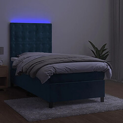 Avis vidaXL Sommier à lattes de lit et matelas et LED Bleu foncé 90x190 cm