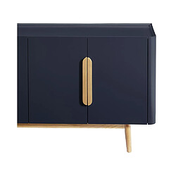 Vente-Unique Buffet avec 4 portes en MDF et bois d'hévéa - Bleu et Naturel clair - DUNELON pas cher