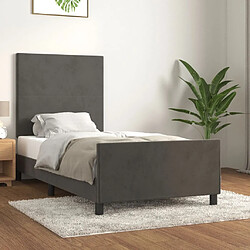 Maison Chic Lit adulte - Cadre Structure de lit avec tête de lit Contemporain Gris foncé 80x200 cm Velours -MN27349