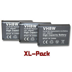 vhbw 3x Li-Ion batterie 1000mAh (3.6V) pour appareil photo Sony Cybershot DSC-RX100 V, DSC-RX100 IV, RX100M5, RX100 Mark 5, RX100M5A remplace NP-BX1