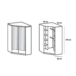 Avis Inside 75 Armoire dressing d'angle DINGLE 2 portes miroirs 95*95 blanche