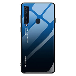 Wewoo Coque Pour Galaxy A9 2018 étui en verre de couleur dégradée bleu