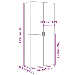 vidaXL Buffet haut chêne marron 80x42,5x185 cm bois d'ingénierie pas cher