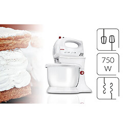 Mélangeur à Pâtisserie avec Bol Rotative 3,4 L, 5 Vitesses + Turbo, 750, Blanc, MPM, MMR-16Z