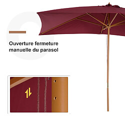 Outsunny Parasol droit rectangulaire de jardin 2,95L x 2l x 2,55H m rouge bordeaux pas cher