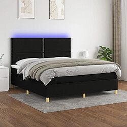 vidaXL Sommier à lattes de lit et matelas et LED Noir 180x200 cm Tissu