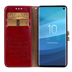 Wewoo étuis en cuir Coque Housse Etui à rabat horizontal de texture Business Style Oil pour Galaxy S10, avec porte-cartes (rouge) pas cher