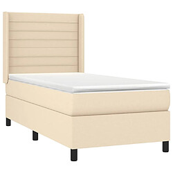 Avis Maison Chic Lit Adulte - Lit simple Lit à sommier tapissier avec matelas moelleux - Meuble de Chambre - Crème 90x200 cm Tissu -MN72996