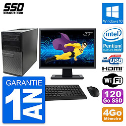 PC Tour Dell 390 MT Ecran 27" Intel G630 RAM 4Go SSD 120Go HDMI Windows 10 Wifi - Occasion