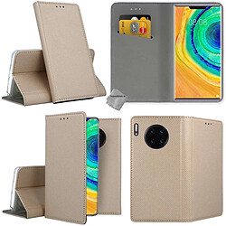 Htdmobiles Housse etui portefeuille avec coque intérieure en silicone pour Huawei Mate 30 Pro + film ecran - OR MAGNET