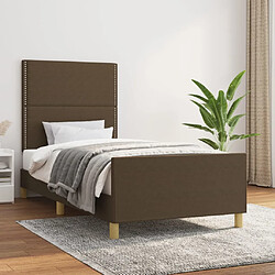 Maison Chic Cadre/structure de lit avec tête de lit pour adulte - Lit Moderne Chambre Marron foncé 90x200 cm Tissu -MN28001