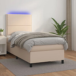 vidaXL Sommier à lattes de lit avec matelas et LED Cappuccino 90x200cm