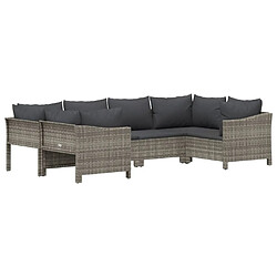 Avis Maison Chic Salon de jardin 6 pcs + coussins - Mobilier/Meubles de jardin - Table et chaises d'extérieur Gris Résine tressée -MN42249