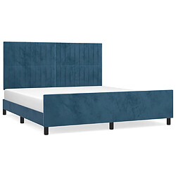 Maison Chic Cadre/structure de lit avec tête de lit pour adulte - Lit Moderne Chambre Bleu foncé 160x200 cm Velours -MN43496