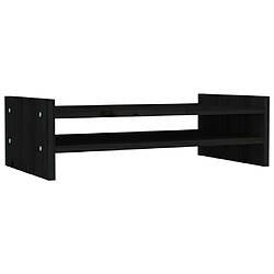 vidaXL Support de moniteur Noir 50x27x15 cm Bois de pin solide