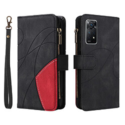 Etui en PU sangle de poche à fermeture éclair avec support, poche zippée et fentes pour cartes, noir pour votre Xiaomi Redmi Note 11 Pro 4G (MediaTek)/Redmi Note 11 Pro 5G (Qualcomm)